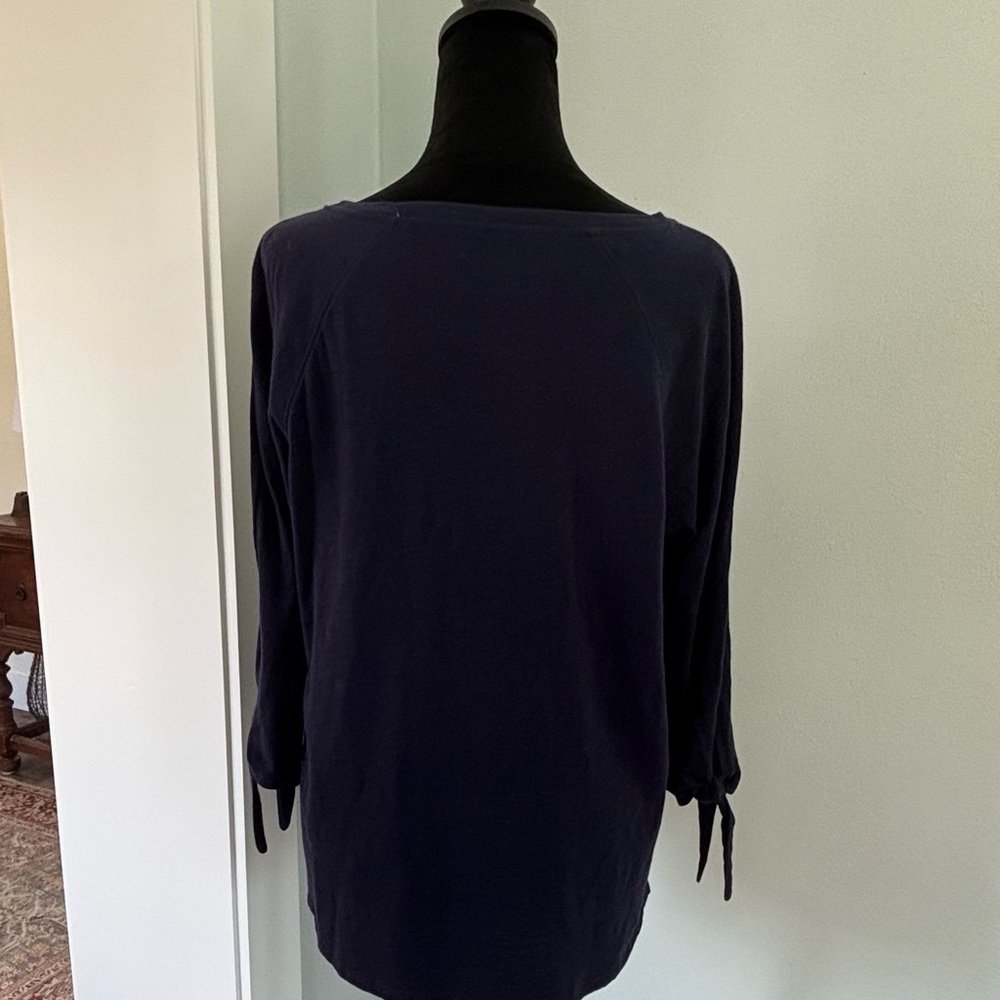 Eileen Fisher small Blue Relaxed Long Tie Sleeve Top - Picture 4 of 7